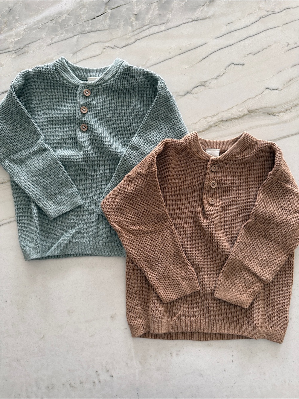 Toddler Waffle Knit Henley Sweaters